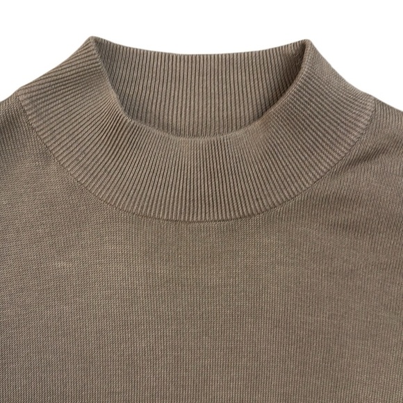 Pronto Uomo Silk/Cotton Sweater Taupe Long Sleeve Lightweight Mock Neck Medium - Picture 3 of 10